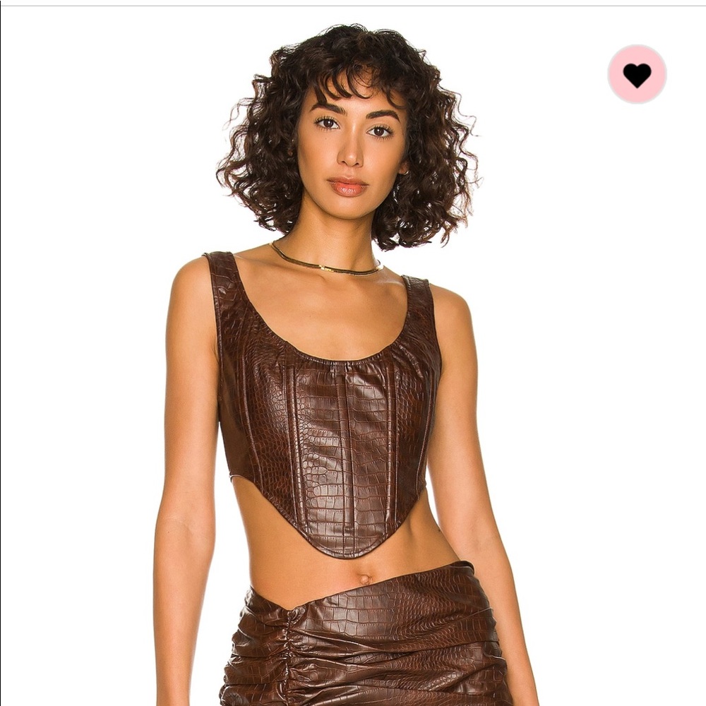 By DYLN Brown Snakeskin Corset Top
